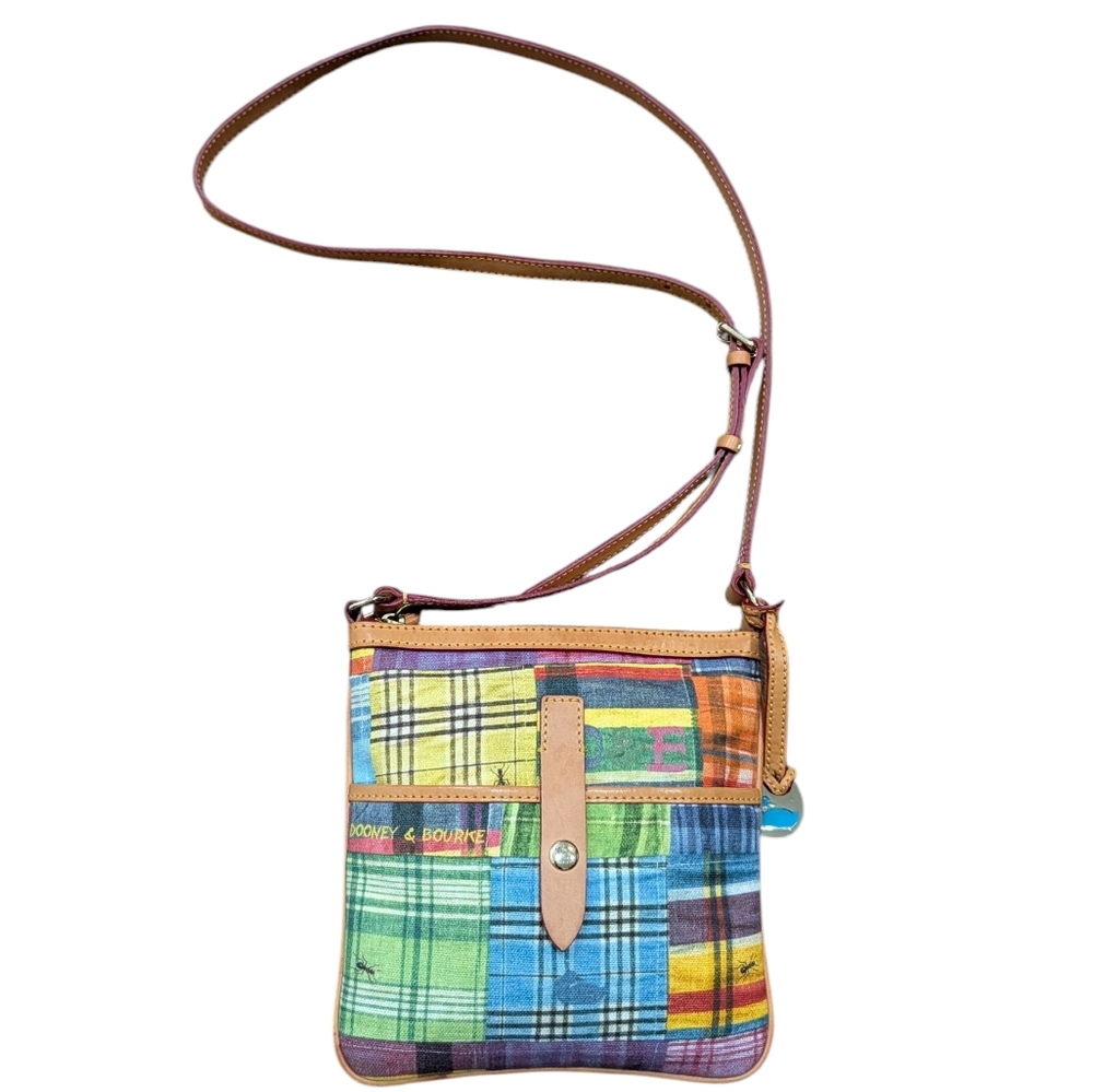 Dooney & Bourke Vintage Y2K Plaid Ant Print Letter Carrier Crossbody - Picture 13 of 14